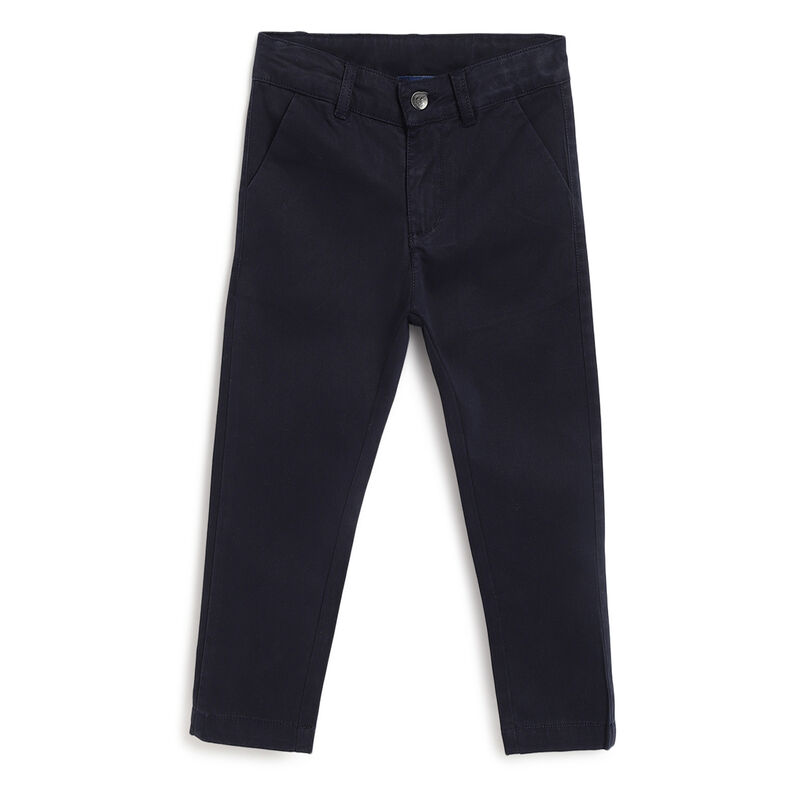 Boys Dark Blue Solid Long Trousers image number 0